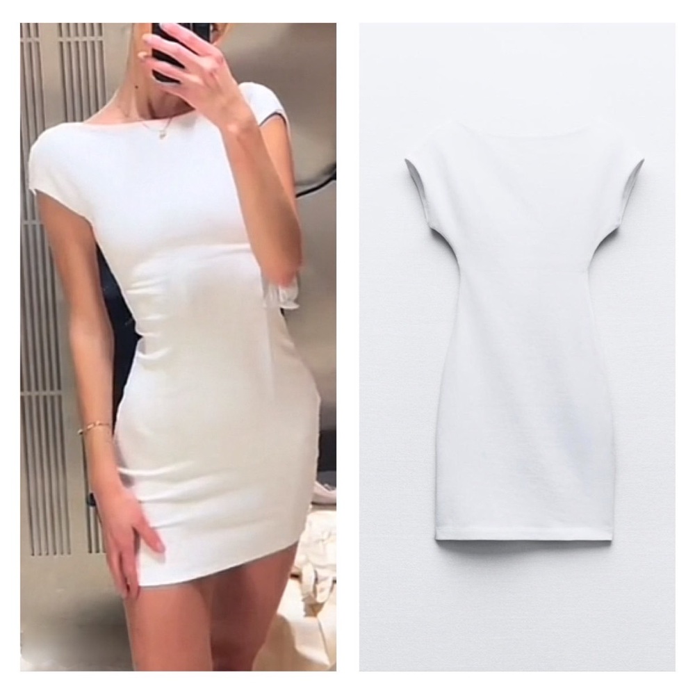 NWT Zara organic cotton open back mini dress